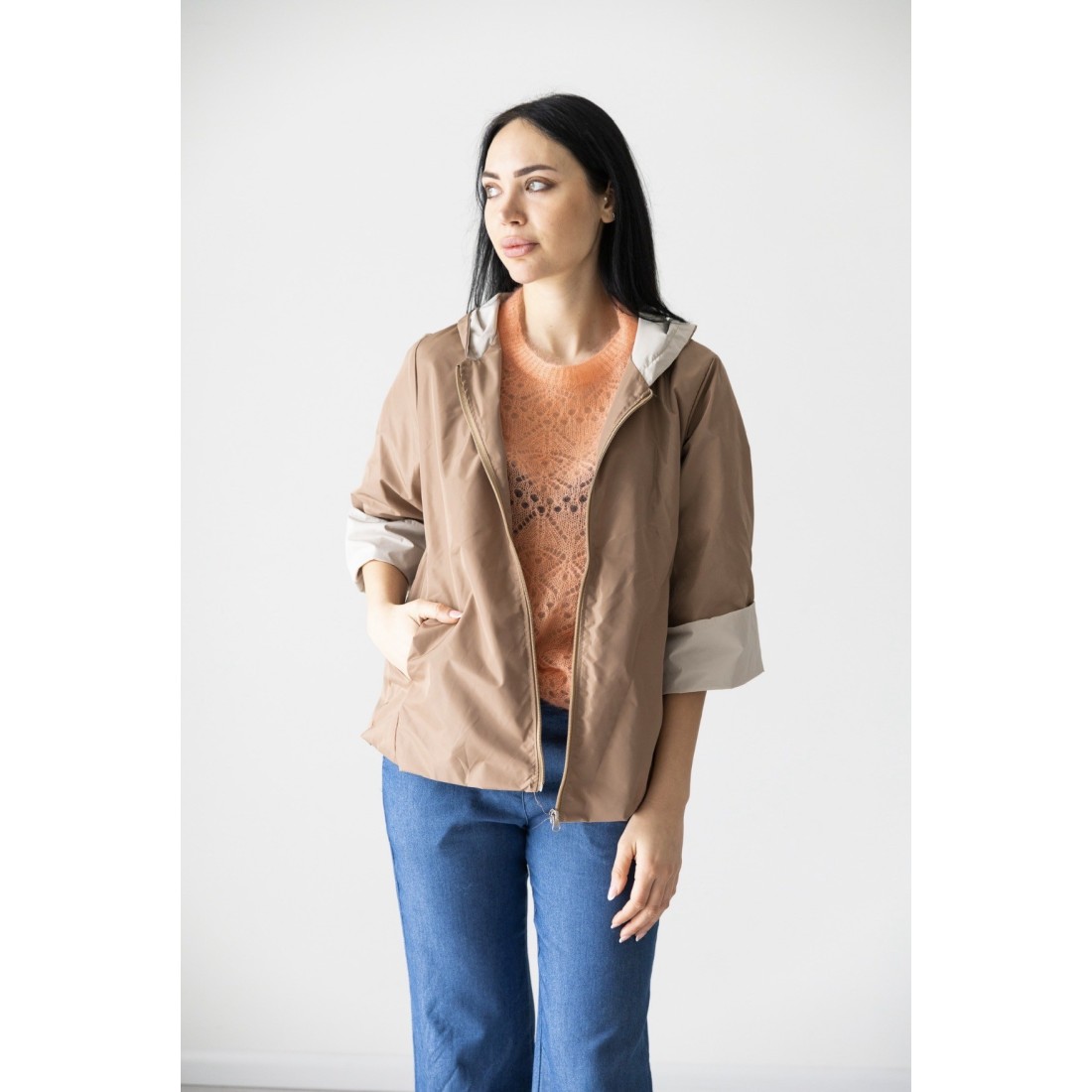 Impermeabile, due colori, cappucci e zip