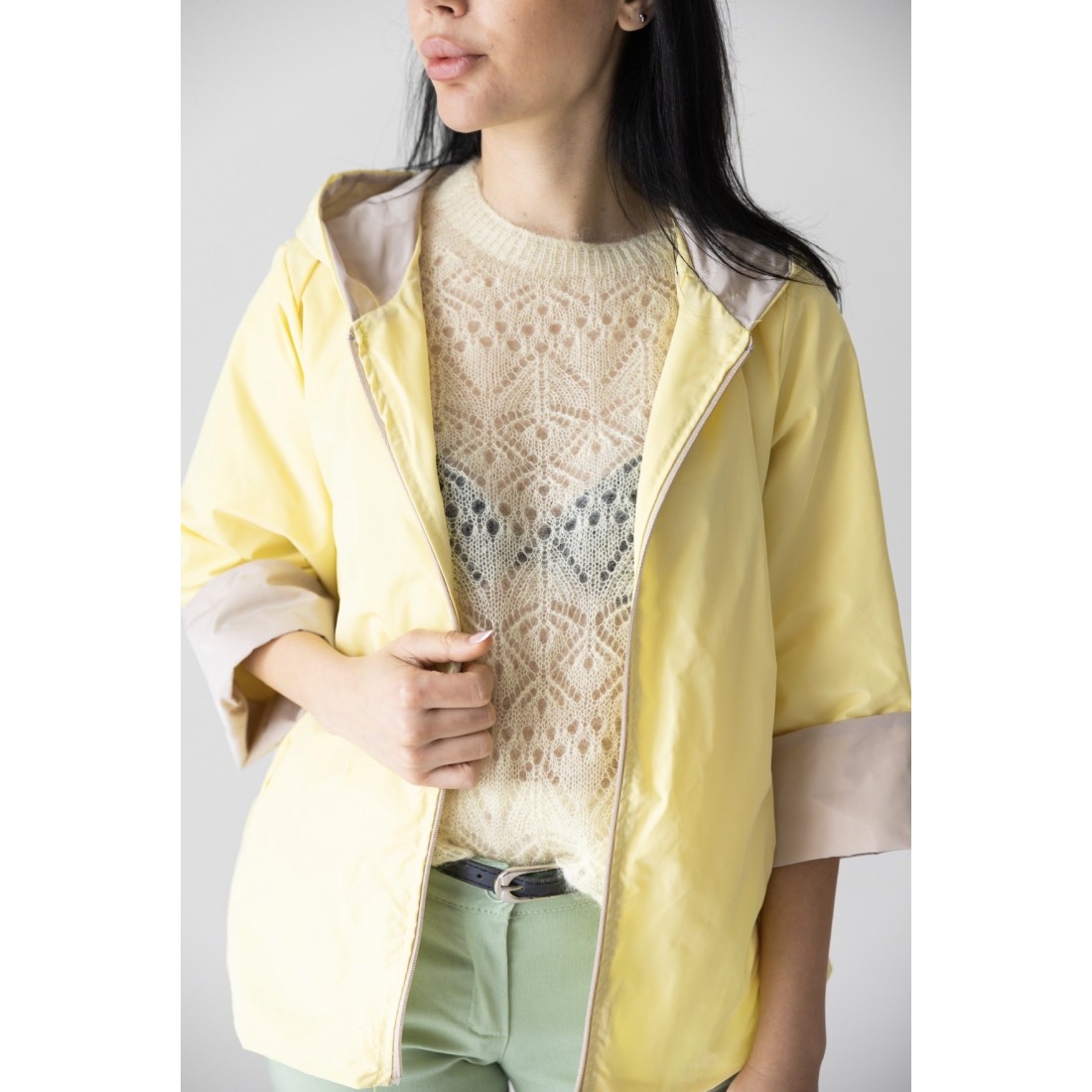 Impermeabile, due colori, cappucci e zip