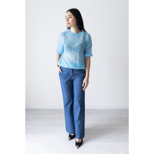 Jeans largo con bottone