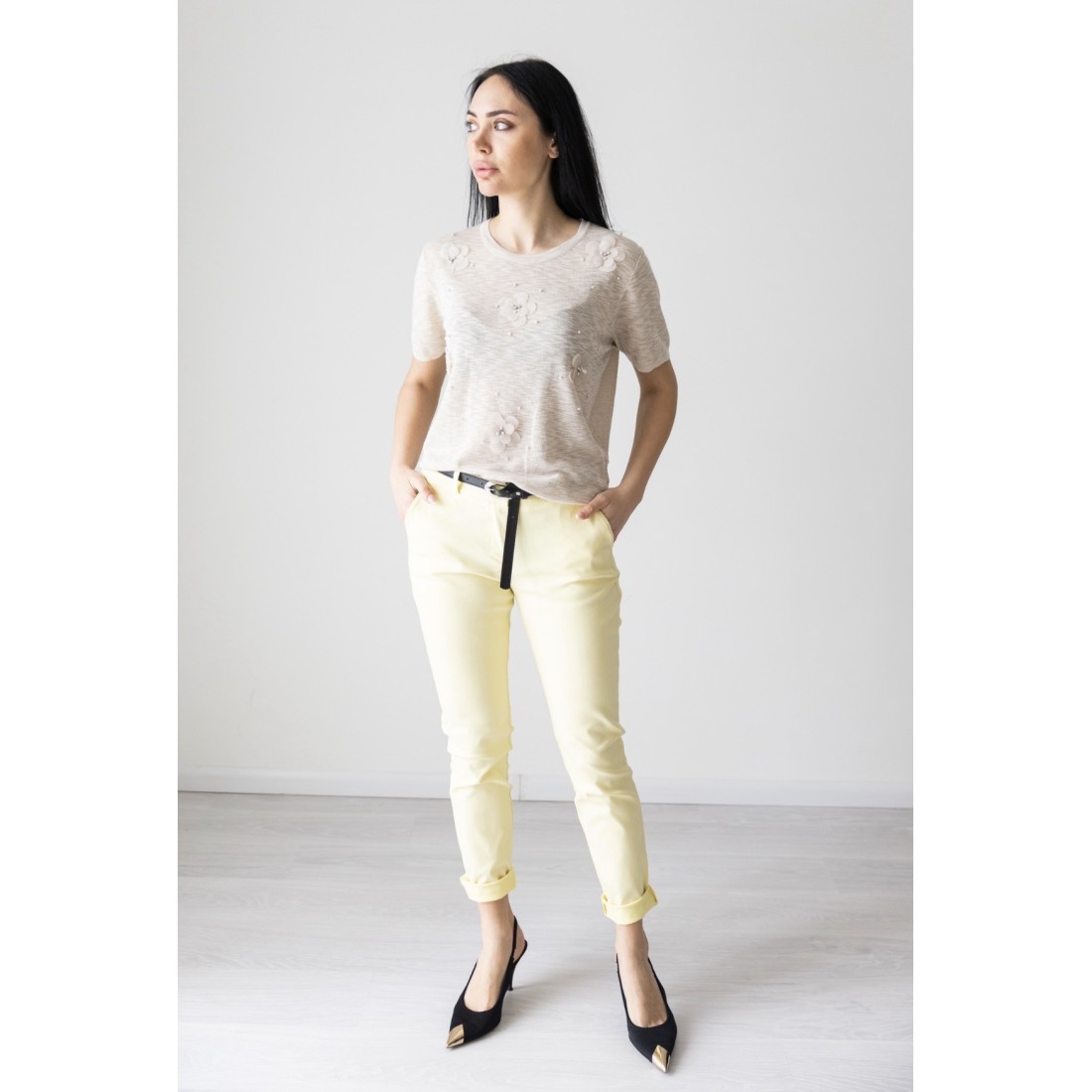 Pantalone skinny con cintura