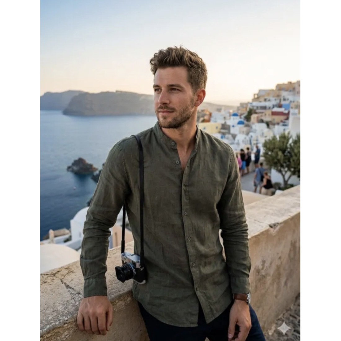 camicia coreana verde militare