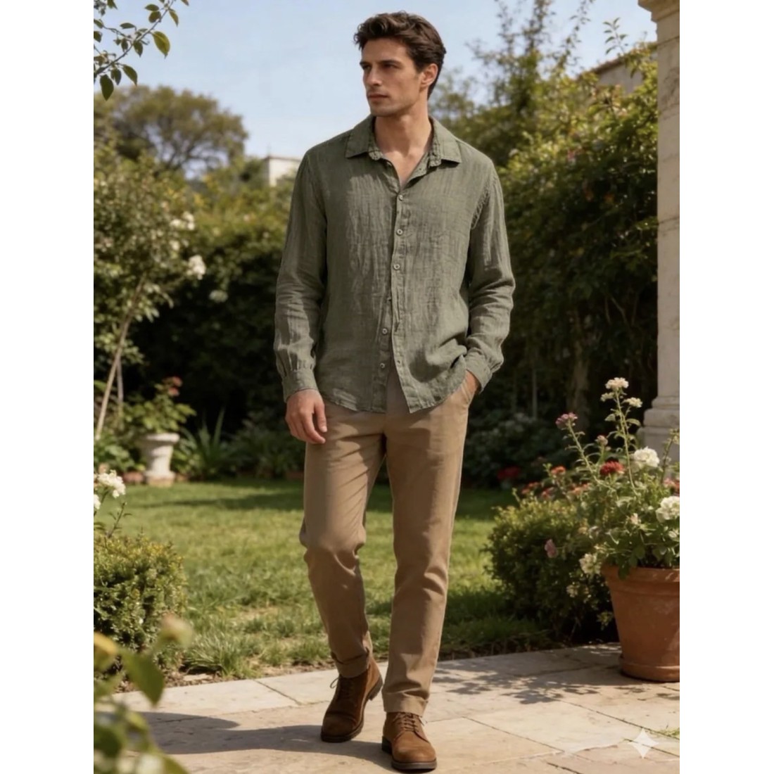 Camicia in lino con collo